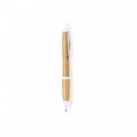 Bolígrafo con empuñadura de bambú y clip metálico Lokima