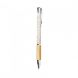 Bolígrafo de caña de trigo y bambú con pulsador y tinta azul Selintong