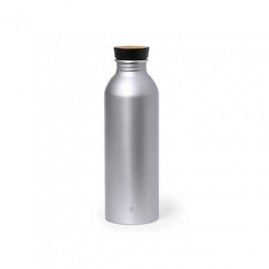 botella personalizada sostenible de aluminio metálica plata