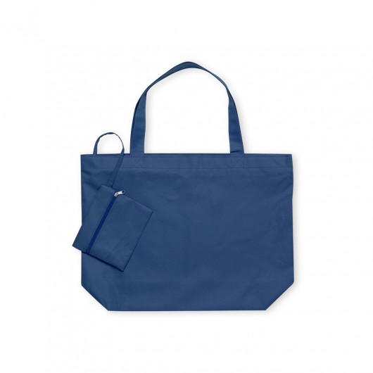 bolsa de tela personalizada de poliéster de color azul y con un monedero a conjunto