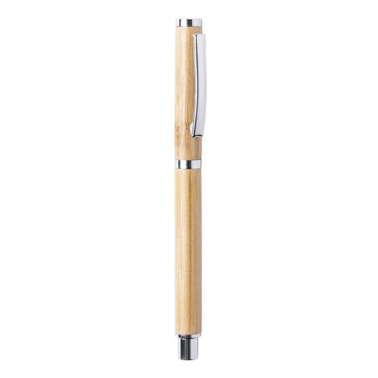 bolígrafo ecológico personalizado de bambú  con toques matálicos