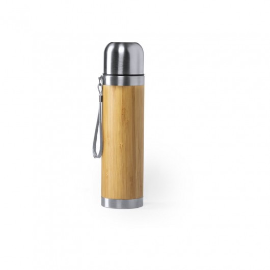 botella personalizada sostenible de bambú con la tapa metálica